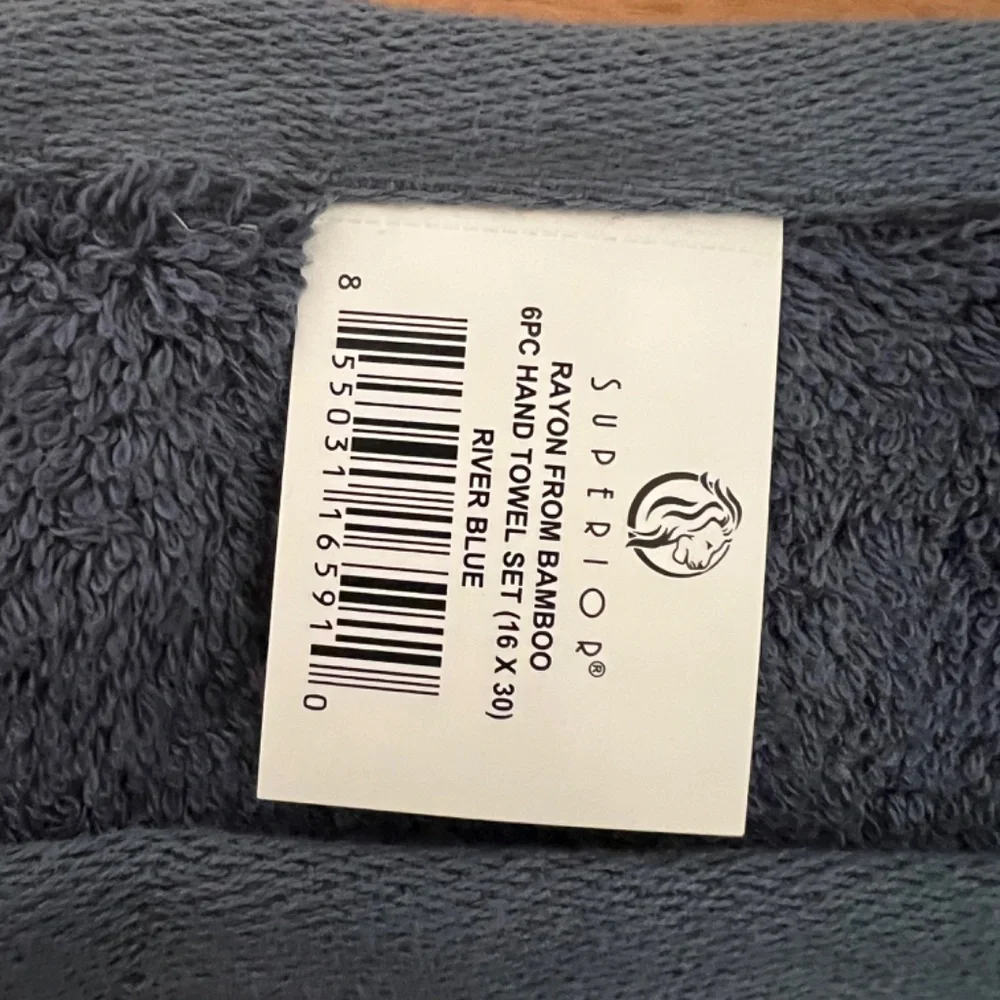 Superior Lush Hand Towel, Set of 3, River Blue, New with Tags, 16